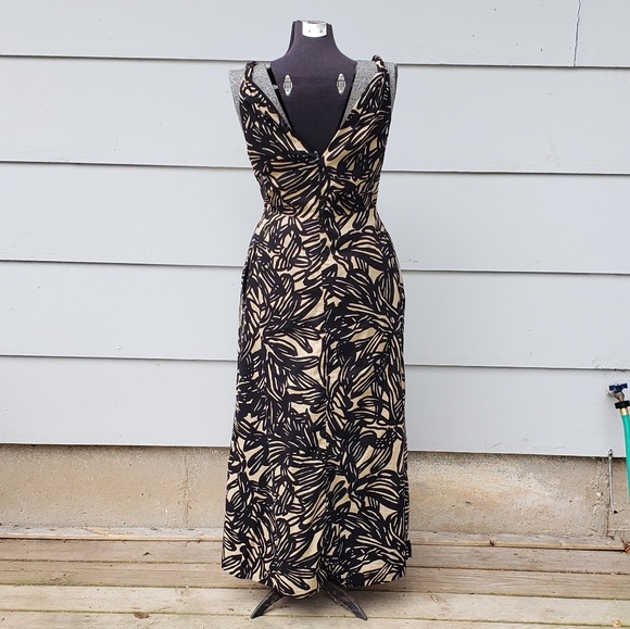 GAP Black / Cream Print Maxi Dress w/ pockets! - 6 - Picture 8 of 8